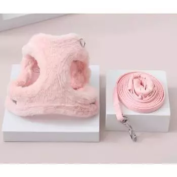 Dhans, комплект термошлейки из кроличьего меха для собак, розовый