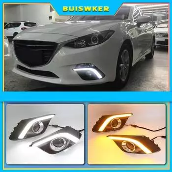 ДХО для Mazda 3 Mazda3 Axela 2014 2015 2016 светодиодные ДХО дневные ходовые огни дневной свет противотуманные фары с указателем поворота белый