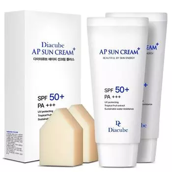 Diacube White cast-free hypoallergenic mixed tea tone-up waterproof sunscreen SPF50+ PA+++ 60ml, 2 pieces