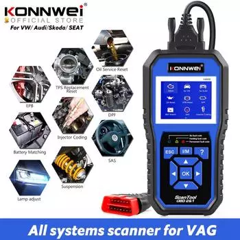 Диагностический инструмент KONNWEI KW450 OBD2 для автомобилей VAG VW для ABS, масло для подушек безопасности ABS EPB DPF SRS TPMS Сброс полного системного сканера VAG COM