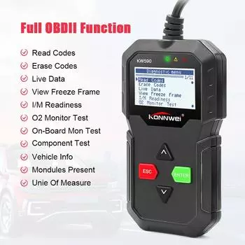 Диагностический инструмент OBD KONNWEI KW590 Автомобильный считыватель кодов Автомобильный диагностический сканер OBD2