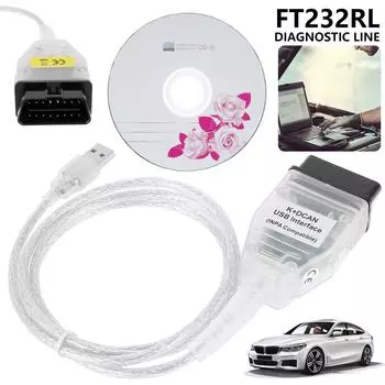 Диагностический сканер OBD2, кабель FTDI FT232RL с микросхемой и переключателем для автомобильного профессионального USB-интерфейса, диагностический кабель прозрачный