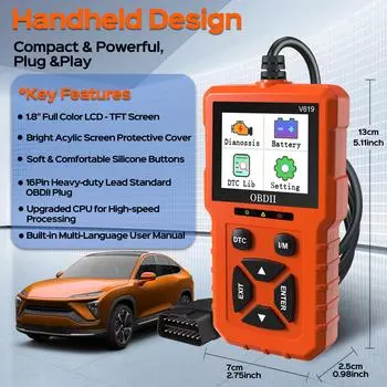 Диагностический сканер OBD2, считыватель кодов Check Engine со сбросом, считыватели кодов автомобилей и сканирующие инструменты для всех транспортных средств OBDII/EOBD чёрный