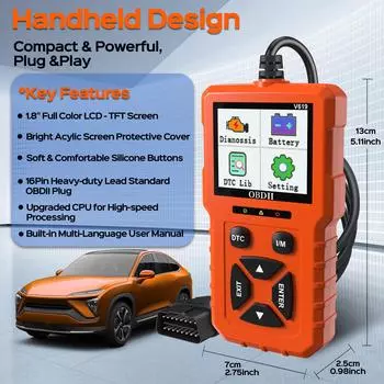 Диагностический сканер OBD2, улучшенный считыватель кодов Check Engine со сбросом OBDII/EOBD диагностические инструменты для автомобиля оранжевый