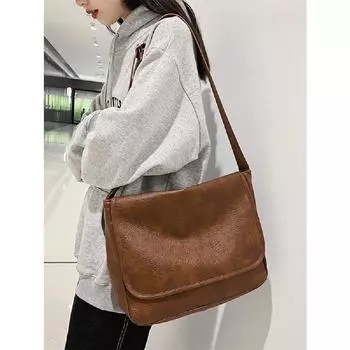 Диагональная сумка Ins, британская ретро-сумка из искусственной кожи, школьная сумка для студента, дополнительная сумка, простая сумка 33cmx10cmx26cm
