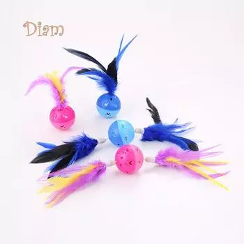 Diam милая лапа мяч колокольчик перо кошка котенок кусается царапина забавная играющая игрушка для домашних животных в подарок розовый