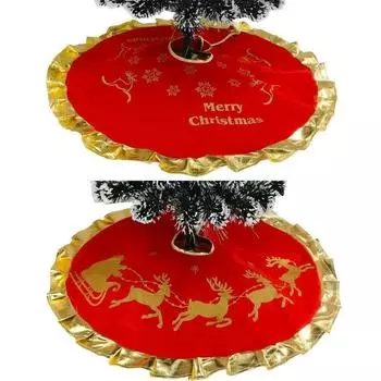 Diameter 90cm Red Christmas Tree Skirt Christmas Tree Decorations Christmas Ornaments Decorated Mat B