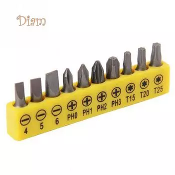 Диаметр 10 шт./компл. различных размеров, магнитные шлицевые отвертки Torx с крестообразным шлицем, биты, аксессуары для инструментов