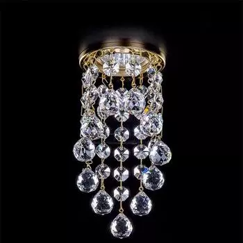 Диаметр 8 * H15,5 см, золотая подвеска, мини-хрустальная люстра, подвесной светодиодный потолочный светильник, хрустальный коридор, подвесные светильники Warm light