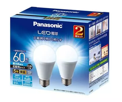 Диаметр основания светодиодного светильника Panasonic эквивалентен 60 Вт света Эквивалент дневного света Общий свет Широкое распределение света Совместимость с закрытым