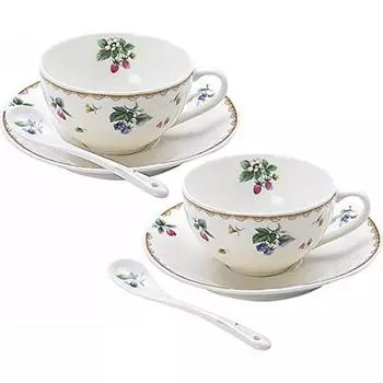 Диаметр пары фруктов Kintoen Fruit Harmony Диаметр Общая длина 13 см 208-2 3241-119 Чашка прибл.. 9,5 см/Высота примерно. 5,5 см, блюдце примерно. 14.8см, Ложка