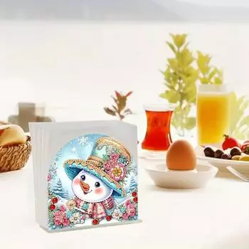 Diamond Art 5D Креативный мультфильм Снеговик Бумажная Салфетка Коробка Держатель Портативный Домашний Офис Бумажная Коробка Украшение Дома