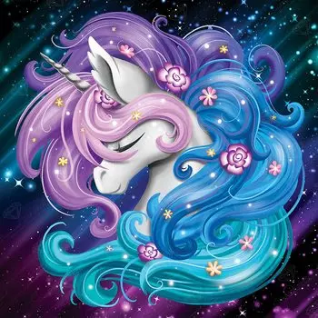 DIAMOND ART CLUB Aurora Unicorn Diamond Painting Kit Fantasy Diamond Canvas Round 5D Diamond Art Kit для взрослых и всех возрастов xx 13 13 (33 33см)