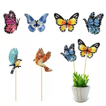 Diamond Art DIY 5D Art Kit Бабочка Птица Садовый декор Набор из 6 Набор для алмазной живописи Алмазные бусины Ручная работа Художественные изделия для начинающих Взрослых Детей