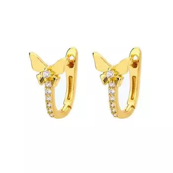 Diamond Bow Ear Buckle Niche Design Girls Heart Butterfly Earrings Tide Early Spring Korea Copper