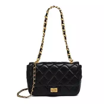 Diamond Chain Bag Women s Light Luxury Fashion High-grade Small Square Bag Early Spring Popular Texture Single Shoulder Crossbody Bag чёрный