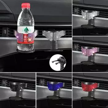 Diamond Crystal Car Air Vent Drink Cup Bottle Holder Water Bottle Stand Organizer Beverage Ashtray Mount Bling Car Accessories чёрный