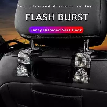 Diamond Crystal Car Seat Back Hook Hanger Auto Back Headrest Mount Storage Holder Universal Car Bling Accessories for Women