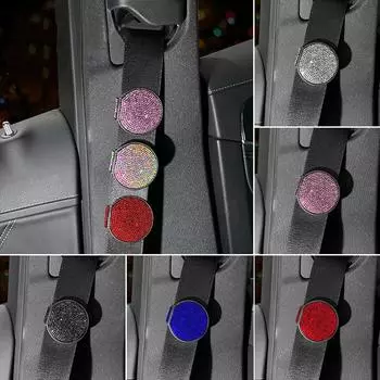 Diamond Crystal Car Seat Belt Decoration Clip Seat Belt Limiter Elastic Fixed Adjustable Buckle Anti-slip Clips Car Accessories чёрный