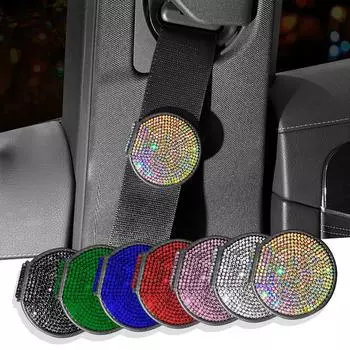 Ограничитель ремня безопасности автомобиля с бриллиантовым кристаллом, декоративный зажим для ремня безопасности, эластичная фиксированная регулируемая пряжка, противоскользящие зажимы, автомобильные аксессуары чёрный