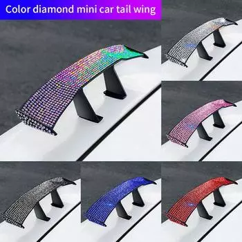 Diamond Crystal Mini Tail Fins Car Decorations Внешние детали для модернизации автомобиля Racing Sport Style Universal Decor Spoiler Angry