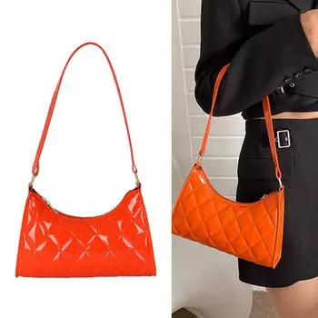 Diamond Grid Underarm Bag PU Leathers Handbag Women Shoulder Bag Fashion Crossbody Bag Purse Vintage Simple Tote Bag коричневый