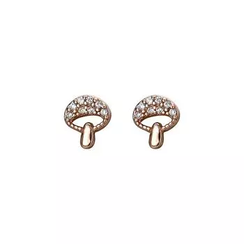 Diamond-inlaid Mushroom Earrings Light Luxury High-end Childlike Cute Niche Design Earrings New Style