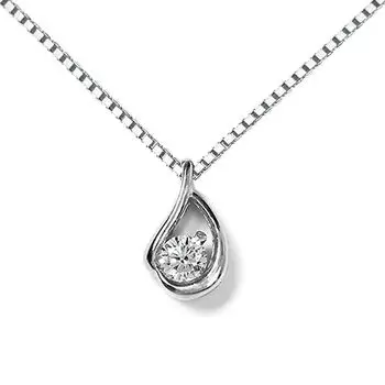 Diamond Necklace Popular Teardrop Venetian Chain Present Box [Diamond Lab] Women s 0.07ct [Gift Set]