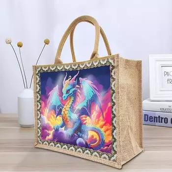 Diamond Painting Grocery Bags Reusable Linen Cat Butterfly Flowers and Bird Elk Diamond Painting Tote Bag for Women Adults Craft