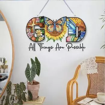 Diamond Painting Hanging Pendant Sunflower Rhinestone Art for Garden Window Decor