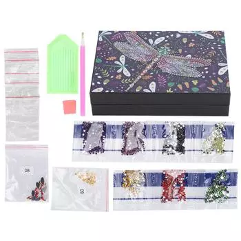 Diamond Painting Jewelry Box 5D Creative Embroidery Dragonfly Storage Container DIY Craft