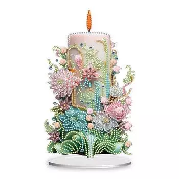 Diamond Painting Tabletop Ornaments Kit Acrylic Table Top Diamond Painting Ornament Kits Flowers Candle for Office Desktop Decor