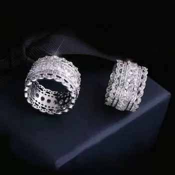 Diamond Ring European and American Goddess Lace Lace Micro Set Diamond Zircon Ring No. 6