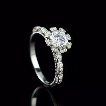 Diamond Rings White Gold Plated S925 Sterling Silver Wedding Rings 1ct(6.5mm) Moissanite Women Luxurious Fine Jewelry