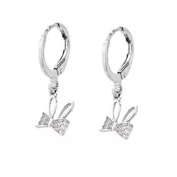 Diamond-Set Rabbit Ears, Ear Buckles, Sweet Bow Girl Earrings, Super Cute Temperament, Cute Rabbit Earrings, Niche Design copper