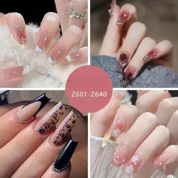 Diamond Simple Pure Desire French Blush Nail Art Crystal Butterfly Love Nail Art Wear Nail Piece