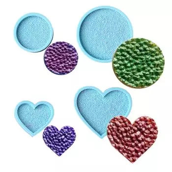 Форма для литья подставки под кружку из эпоксидной смолы с ромбовидной текстурой, форма для изготовления ювелирных изделий в форме круглого сердечка из хрусталя и агата 65-B