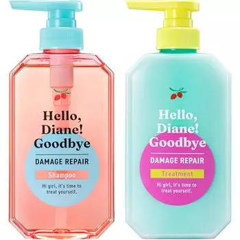 Diane Shampoo & Treatment [High Damage Moisture Repair] Body 400ml x 2 [Tea & Musk Fragrance] Hello Diane Goodbye Coloring Bleached Hair Water Retenti