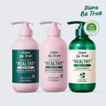 Diane Vitrue Damage Repair Healthy Shampoo + Treatment 400ml + Body Soap 400ml