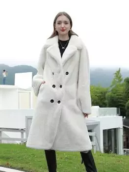 Diao Rong белое женское теплое пальто из искусственного меха высокого качества из искусственного меха ONE SIZE белый