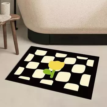 Diatom Mud Floor Mat Creative Checkerboard Lattice Washable Bathroom Anti Slip Mat Household Rectangular Bathroom Absorbent Mat 50 * 80cm