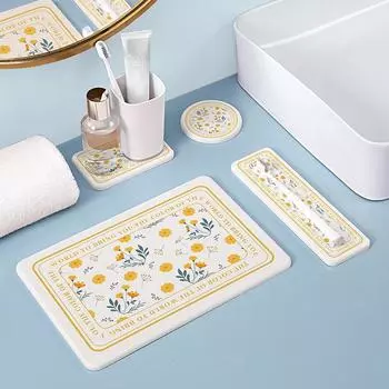 Диатомитовая впитывающая подкладка Диатомитовая земля Подставки под мыльницу Настольный коврик Поднос для ванной комнаты Столовая Коврики с цветочным узором