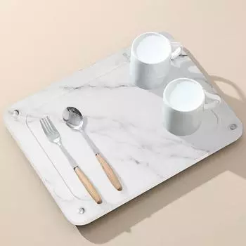 Диатомитовые дренажные коврики с ножками, быстросохнущие, теплоизоляционные, настольные коврики для посуды, чашек белый