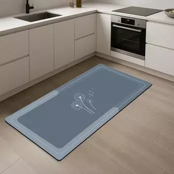 Диатомитовый коврик для ванной, Нескользящий, Защищающий от плесени, Впитывающий коврик из диатомовой грязи, Прямоугольный коврик для спальни и кухни, Утолщенный придверный коврик. 40x60cm синий