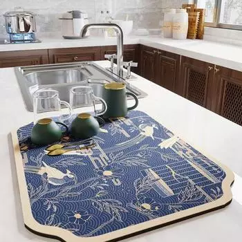 Диатомовая грязь для кухни, термостойкий бытовой коврик для сушки посуды, коврик для сушки чашек, коврик для сушки посуды, подставки для столовых приборов S-J