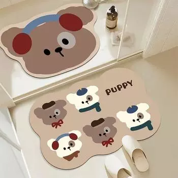 Диатомовая грязь мультфильм медведь ванная абсорбирующий коврик для пола ванная дверь коврик для ног бытовой быстросохнущий нескользящий коврик 30 * 50 cm