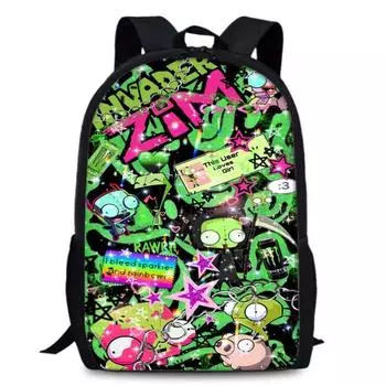 Dib Zim Invader Gaz Cartoon Animated Character Printed Backpack Children 2