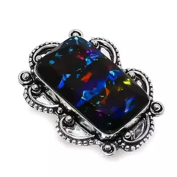 Dichroic Glass Gemstone 925 Sterling Silver Jewelry Gift Ring Size 7 j0U47