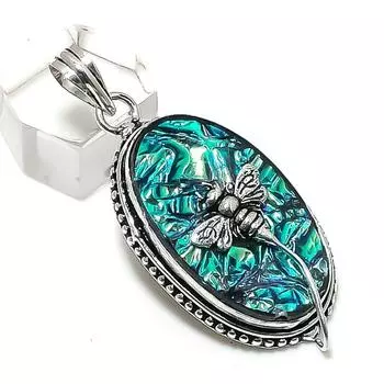 Dichroic Glass Gemstone Handmade 925 Sterling Silver Jewelry Pendant 2.05 S5w42