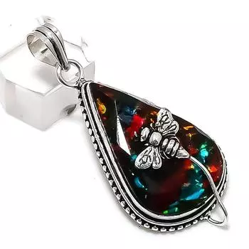 Dichroic Glass Gemstone Handmade 925 Sterling Silver Jewelry Pendant 2.17 D3c32